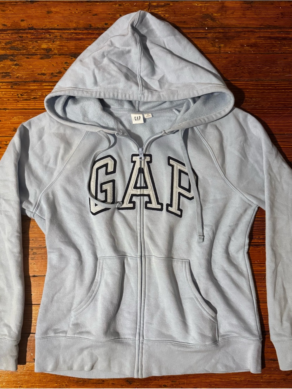 GAP Pale Blue Full-Zip Hoodie with Embroidered Logo